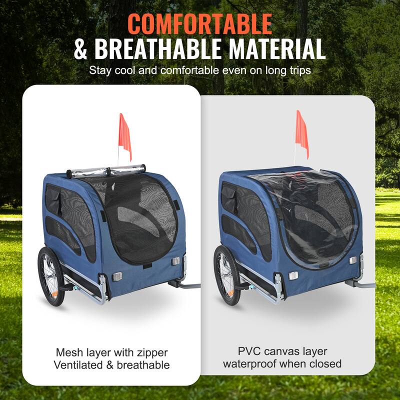 Dog Bike Trailer, Pet Cart Bicycle Carrier, Easy Folding Frame with Quick Release Wheels, Universal Bicycle Coupler