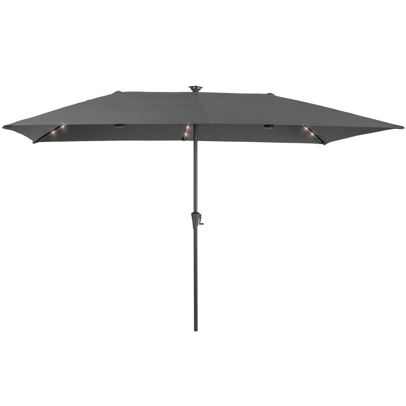BONOSUKI 10 x 6.5Ft Solar-powered Double-Sided Patio Umbrella with Large Canopy Outdoor Table Umbrella, Anthracite Gray