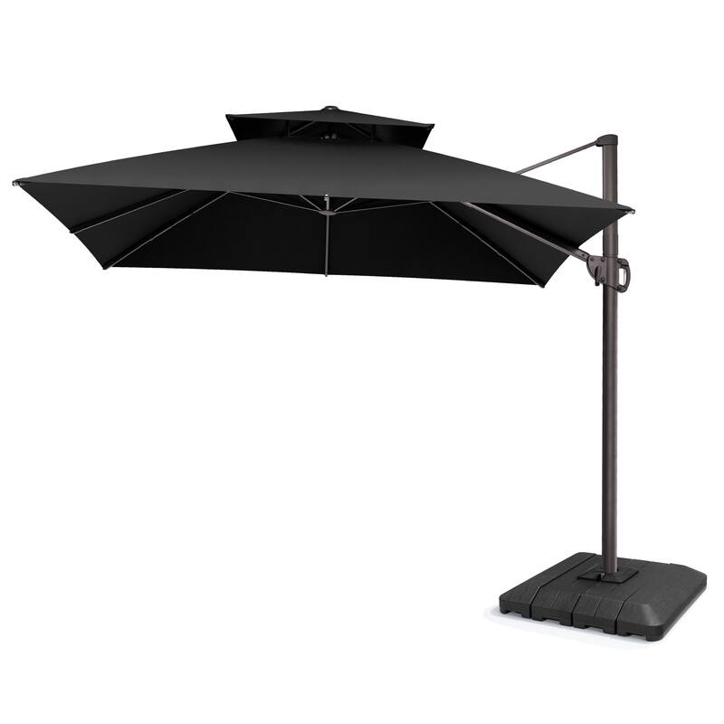 Pellebant Outdoor 10 FT Square Cantilever Patio Umbrella 360 Degree Rotation with Premium Base