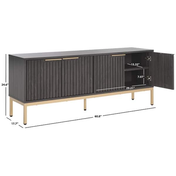 dimension image slide 1 of 5, SAFAVIEH Lylia 4-Door Entertainment Media Stand (Fits up to 65" Flatscreen TV) - 60.8 in. x 17.7 in. x 24.6 in.