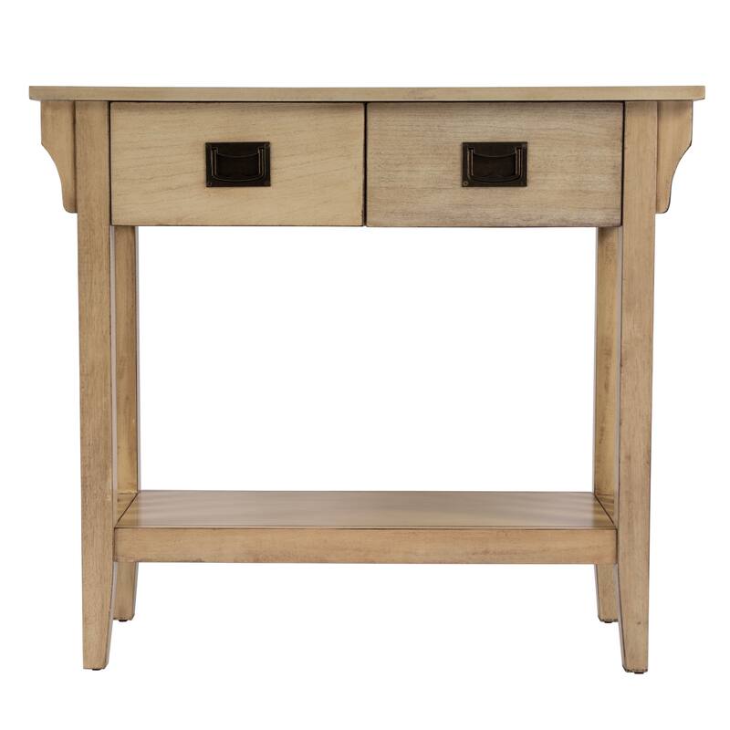 Larina 36 in. W Rectangular Wood 2-Drawer Console Table with Lower Open Shelf