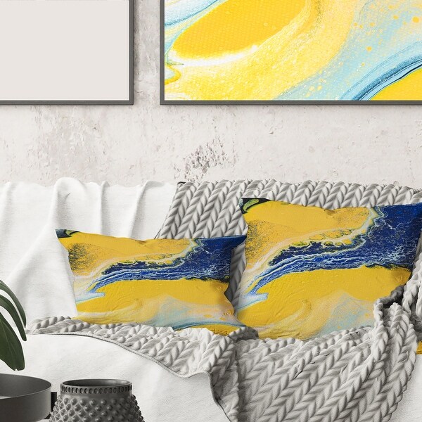 Designart Abstract Composition In Yellow and Blue VII Modern