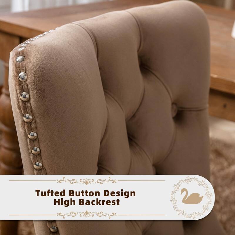Tufted Naliheads Solid Wood Upholstered Dining Chairs (Set of 2)