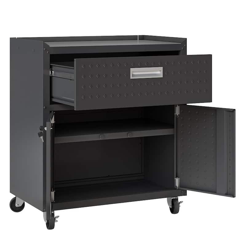 Fortress 31.5" Mobile Garage Cabinet with Drawer and Shelves