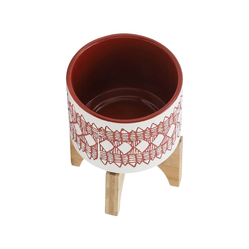 Sagebrook Home Abstract Ceramic Planter on Stand Indoor/Outdoor