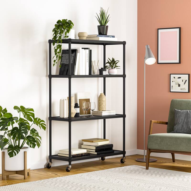 Seville Classics HOME 4-Tier Steel Shelving with Shelf Liners