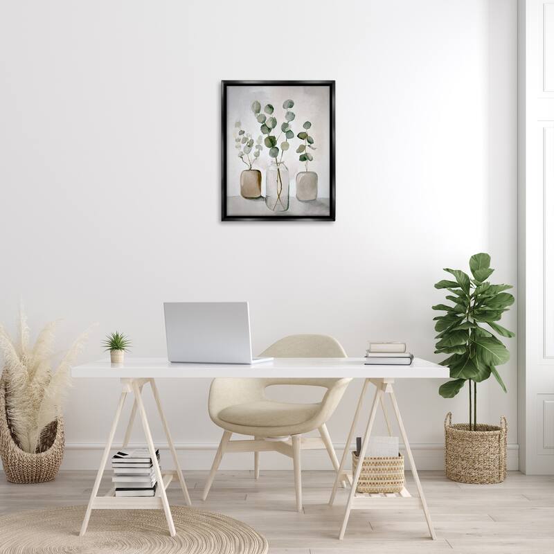 Stupell Eucalyptus Still Life Framed Floater Canvas Wall Art Design by Ramona Murdock