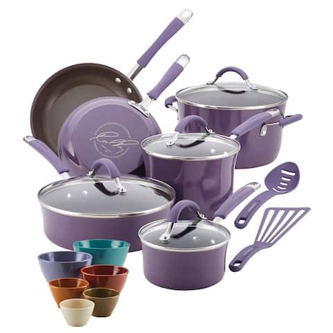 Rachael Ray Cucina Hard Enamel Nonstick Cookware and Measuring Cup Set
