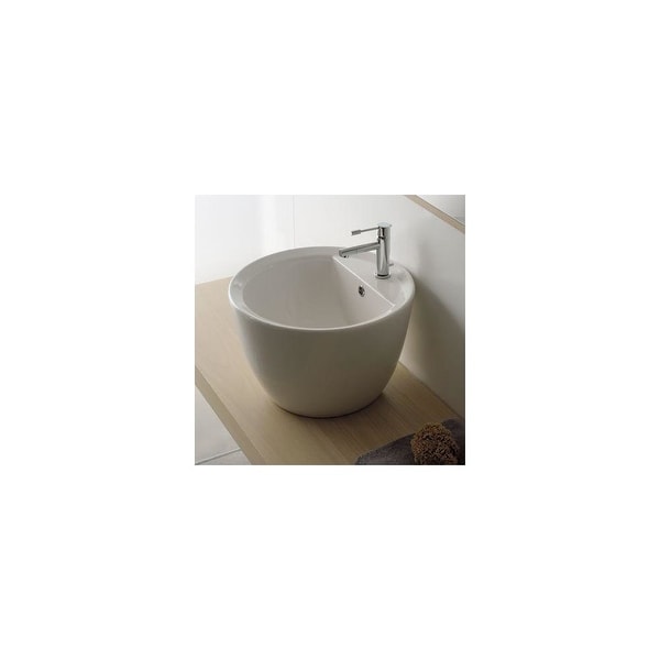 Nameeks 8055/R Scarabeo 18-1/8" Ceramic Vessel Bathroom Sink with 1 Hole Drilled - White / One Hole