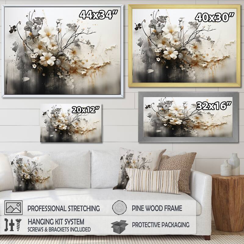 Designart "Bohemian Earthly Floral Collage I" Abstract Wall Art Living Room