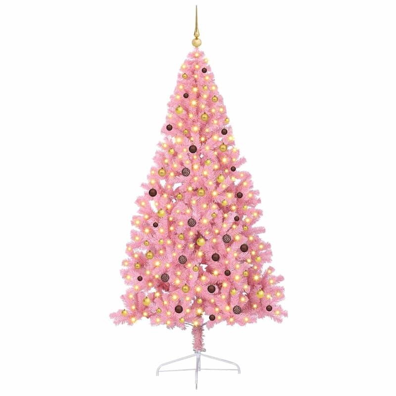 vidaXL Artificial Pre-lit Christmas Tree Pink in PVC - 59.06 in