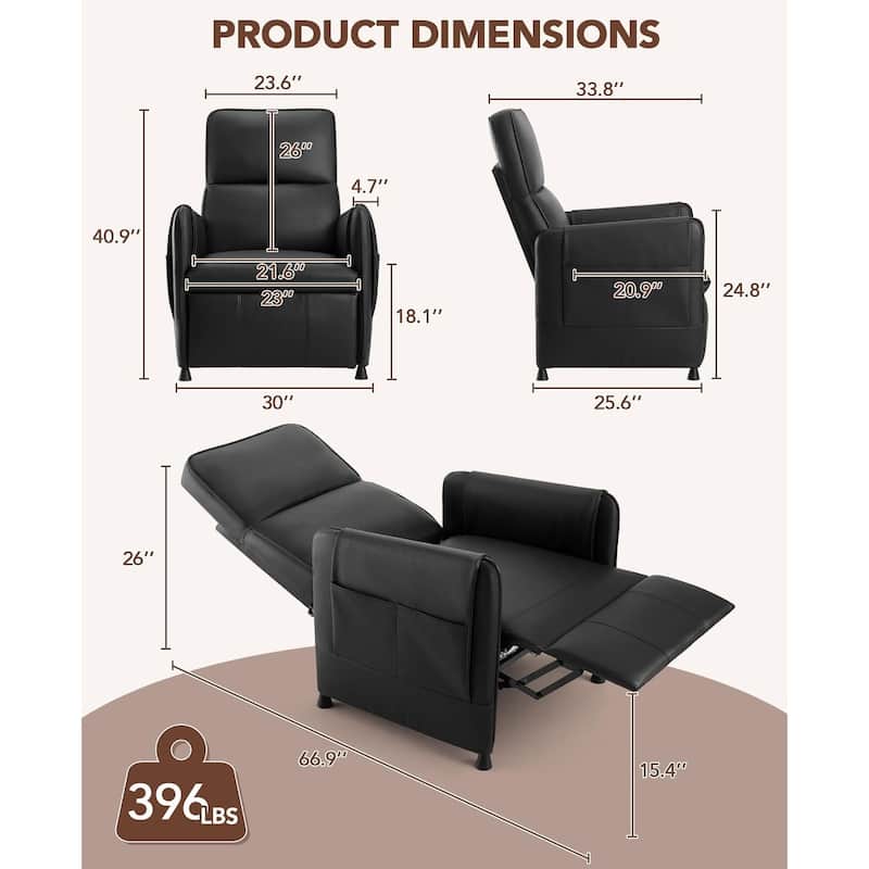 Recliner Chair, Electric Adjustable Recliners Home Seating with Thick Seat Cushion and Backrest