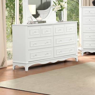 Furniture of America Lindsey Traditional White Wood 6-Drawer Dresser