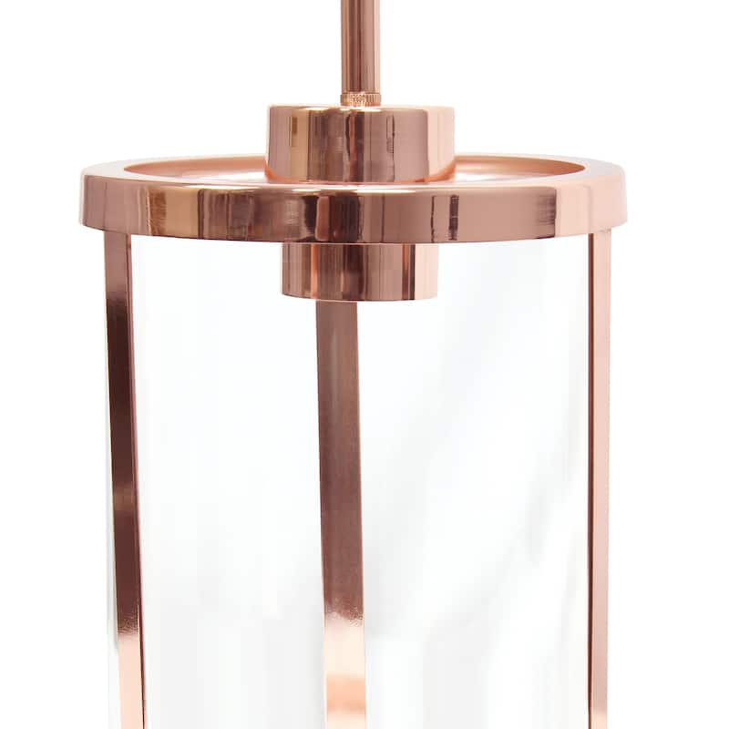 Contemporary 1-Light Pendant - Metal & Glass Hanging Lamp - Kitchen, Foyer, Bedroom - Gold Finish - 9.5