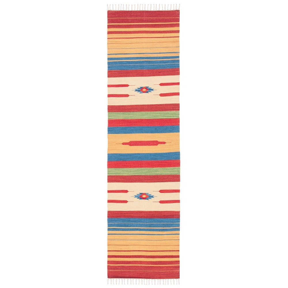SAFAVIEH Handmade Montauk Suule Southwestern Tribal Cotton Fringe Rug