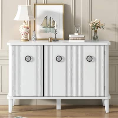 Fraxinus Mandschurica Cabinet with Three Acacia Solid Doors, Adjustable Shelves