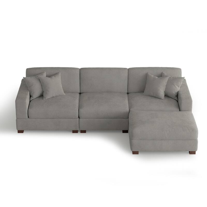 Modern Oversized Chenille Modular Sectional Sofa with Ottoman
