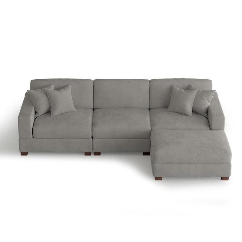 Oversized Chenille Modular Sectional Sofa Living Room Set with Ottoman