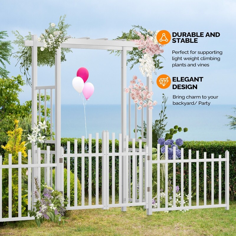 White Garden PVC Arbor with Gates and Fences - Bed Bath & Beyond