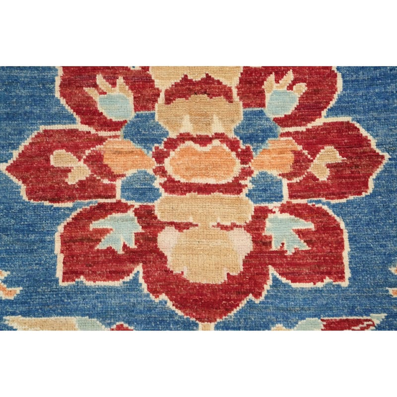 Hand Knotted Oriental 100% Wool Carpet Transitional Floral Navy Blue & Blues Oushak Area Rug - 10' 3'' X 8' 2''