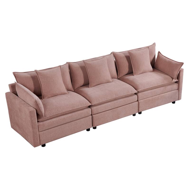 108.66"Chenille L-shaped Sectional Sofa with Convertible Chaise,Comfy Cloud Couch Deep Sectional Sofa with Ottomans