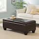 Merrill Chocolate Brown Leather Storage Ottoman by Christopher Knight Home - Brown - Medium