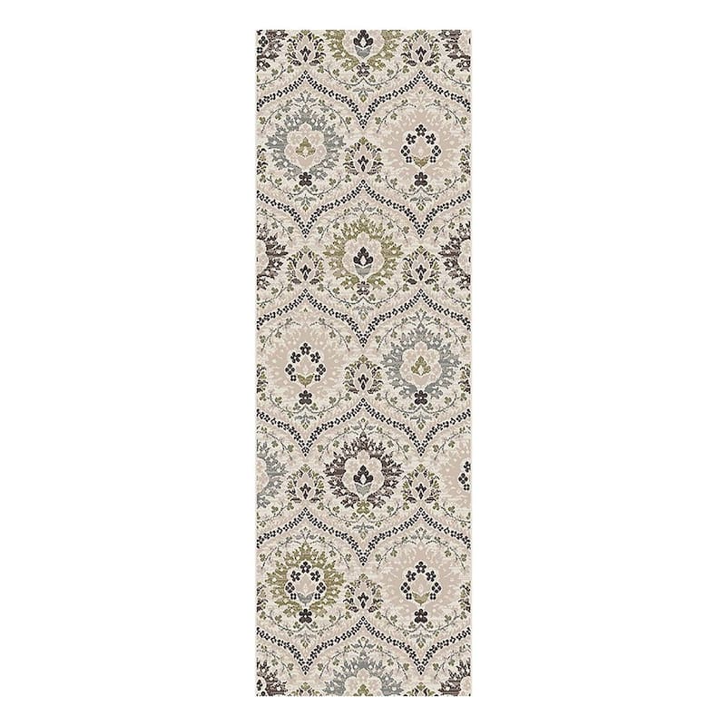 Superior Augusta Vintage Floral Damask Indoor Runner or Area Rug - 2' 7" x 8' - Ivory