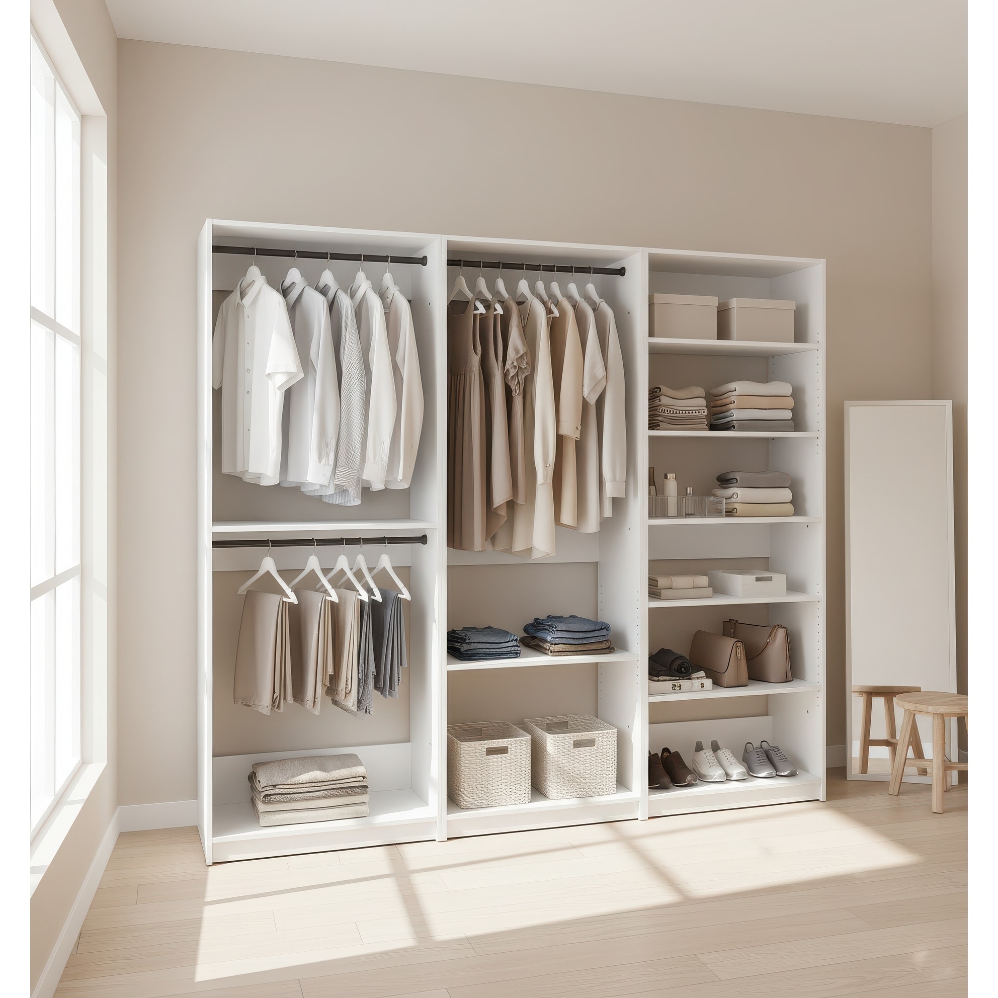 Prosper White Freestanding Walk in Wood Closet System - 94.2