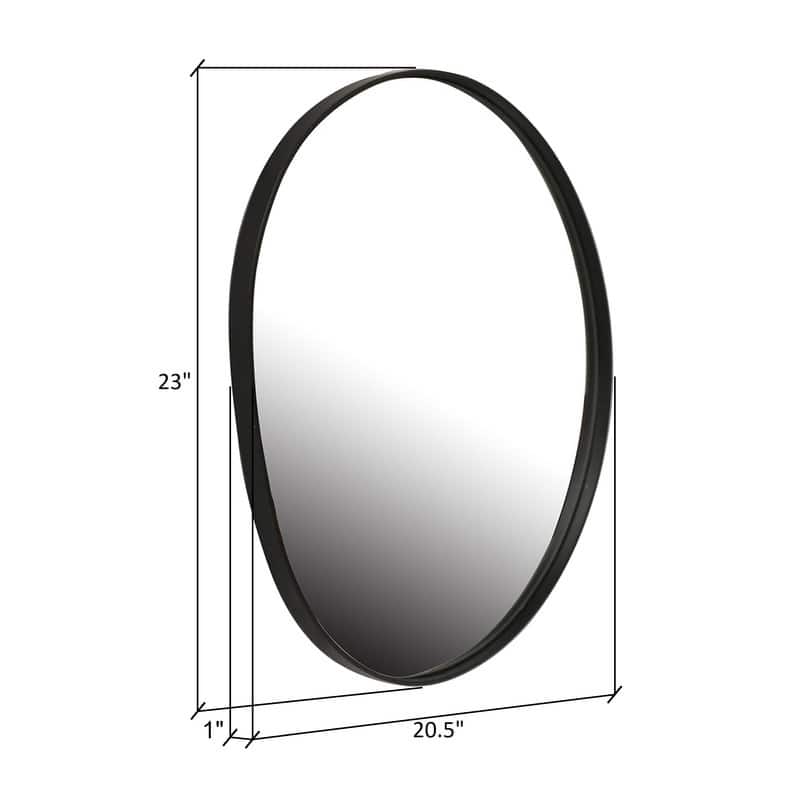 Noire Abstract Metal Round Modern Vanity Wall Mirror - 23"H x 20.5"W x 1"D