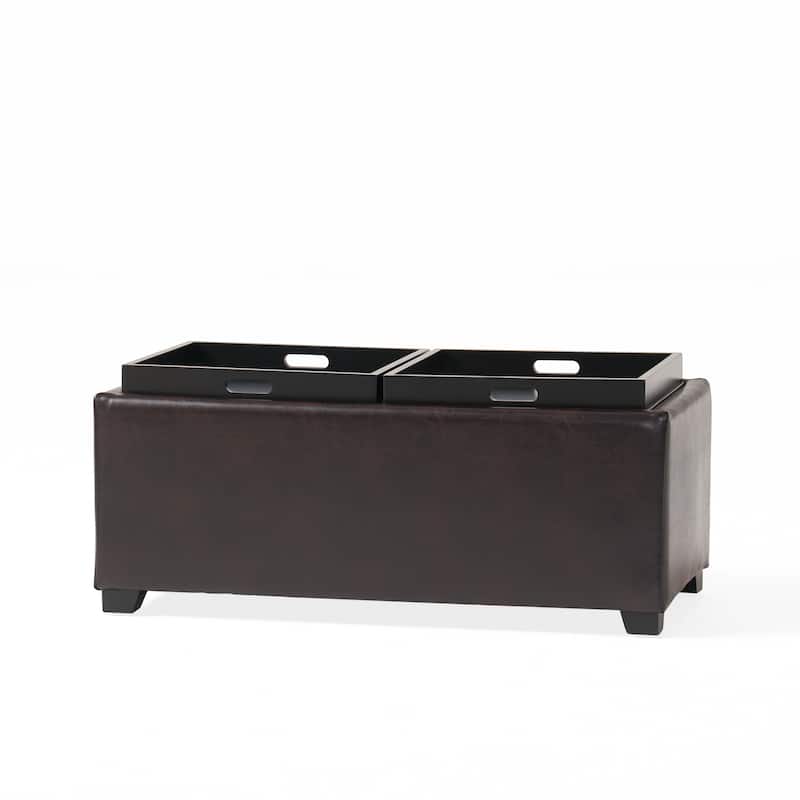 Maxwell Bonded Leather Tray Ottoman by Christopher Knight Home