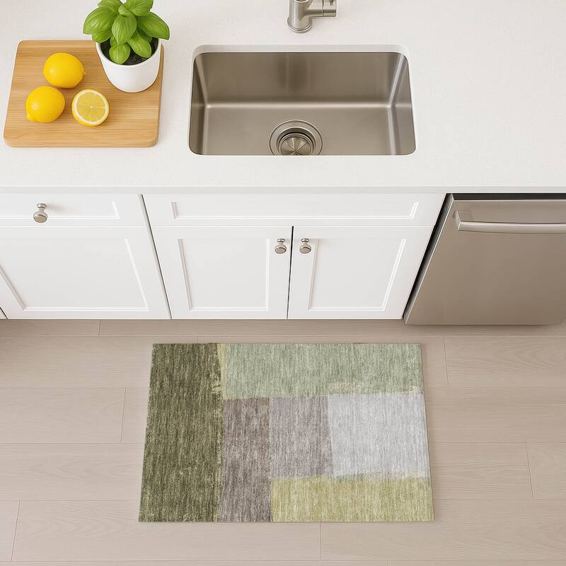 Machine Washable Indoor/ Outdoor Abstract Kraig Chantille Rug