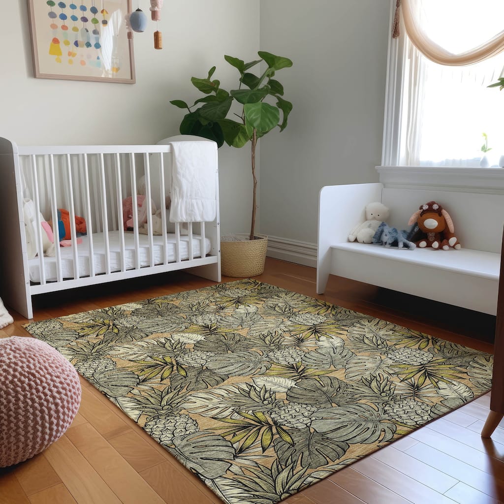 Premium Washable Super Soft Tropical Palm Leave Mayfield Rug