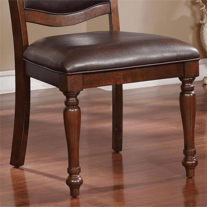 Side Chairs Set Espresso Finish Upholstered Seat