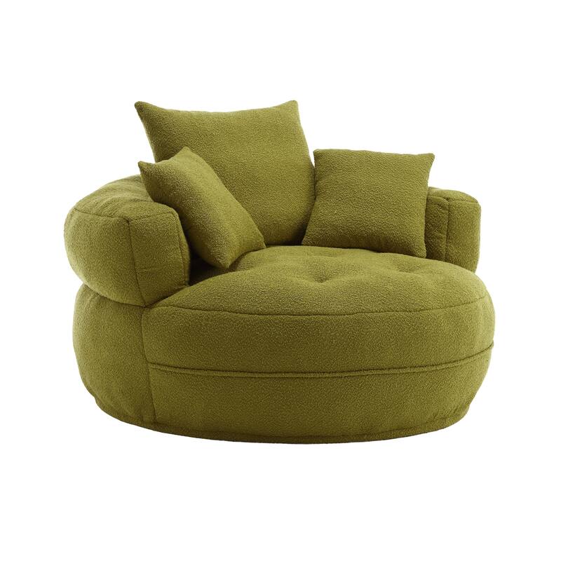 Chenille Sponge Single Sofa, Oversized Round Accent Chair Sleeper Couch Chaise Lounges for Living Room Bedroom Projection Room
