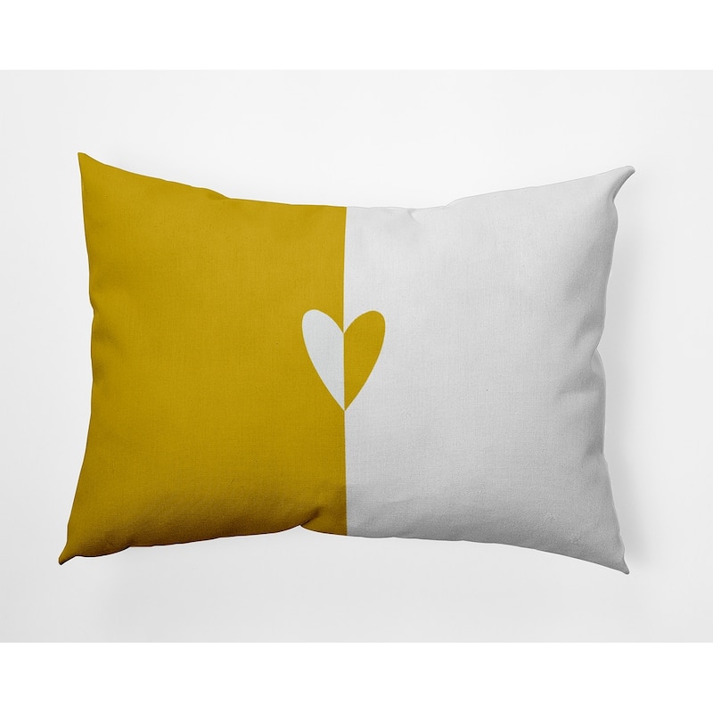 Modern Heart Valentines Day Decorative Throw Pillow - 14" x 20" - Mustard