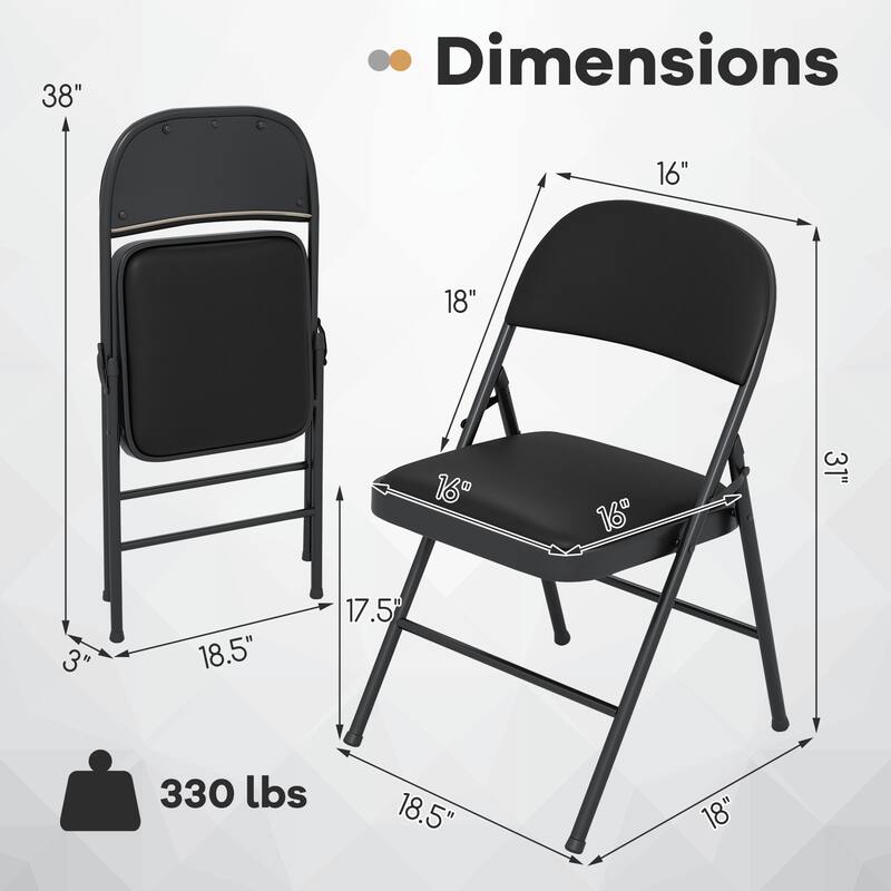 Gymax 6PCS Folding Chairs w/ Metal Frame PVC Leather Stackable Chairs