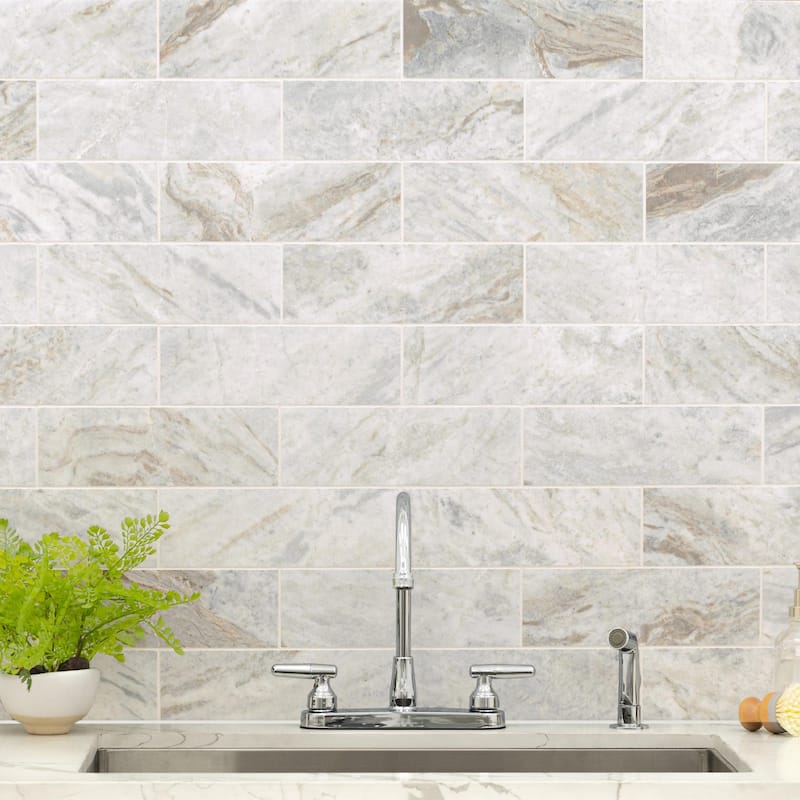 Ackland AKM-S-4X12TLH-CA 4" x 12" Marble Solid Floor and Wall Tile -