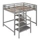preview thumbnail 8 of 16, Full Size Loft Bed with Built-in Storage Staircase, Side Clothes Hangers and Safety Rail, Solid Wood Slats Support