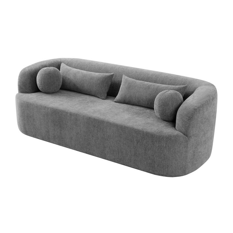 Boneless Couch Upholstered Sofa with Pillows, Gray 3-Seater Sofa Couch Settee Couch for Living Room