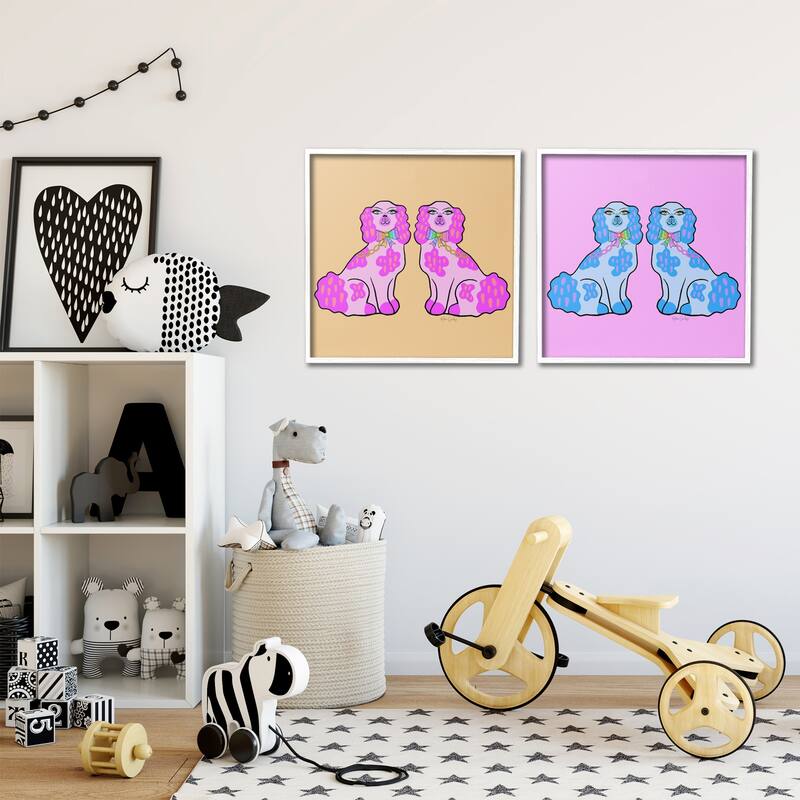 Stupell Brightly Colored Posh Pooches Framed Giclee Art Design By Katie Conley (Set of 2)