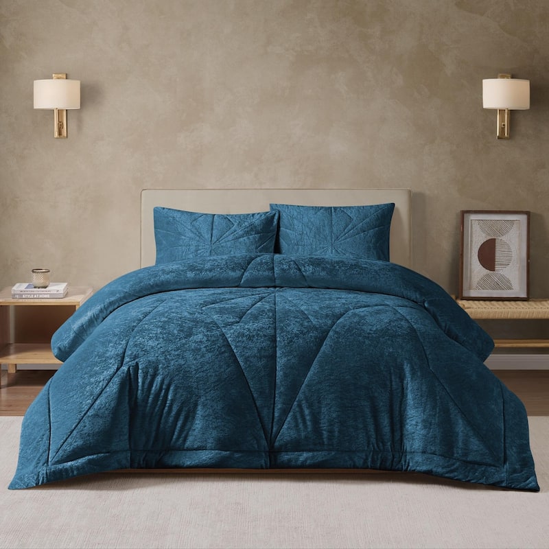 Gabriel Geometric Quilted Comforter Set - Teal - Full - 3 Piece