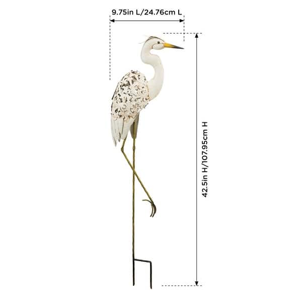 Solar Bird Stake - Egret - 9.75"x4"x42.5"