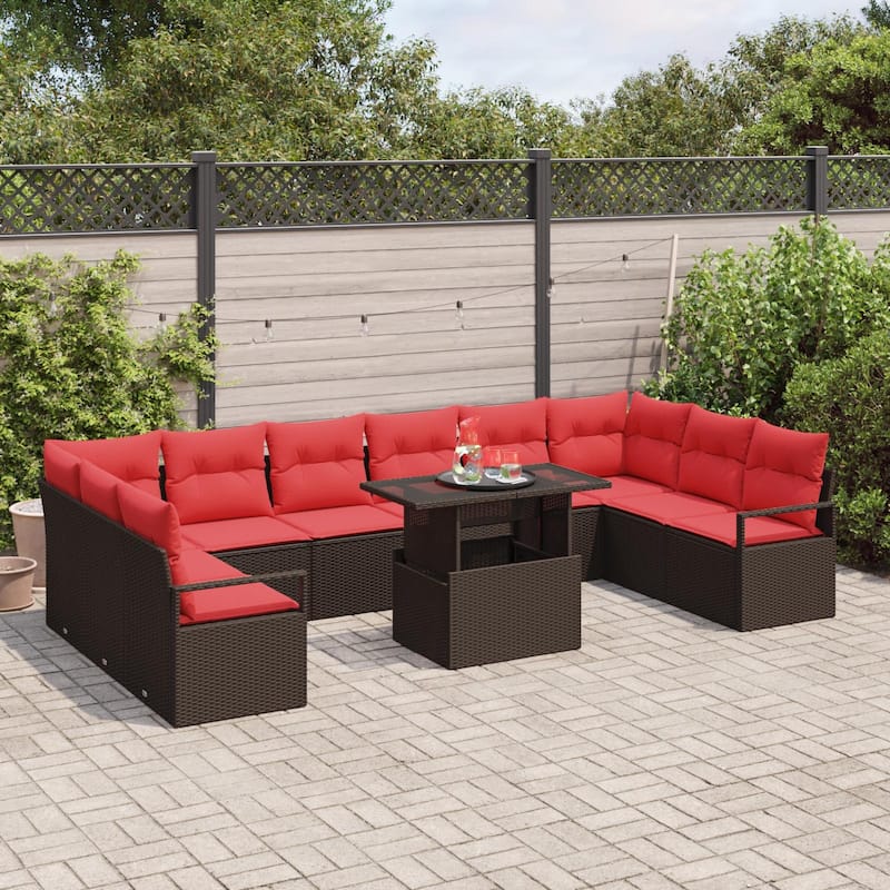vidaXL 11 Piece Garden Sofa Set with Cushions - 135.4×69.7×27.2