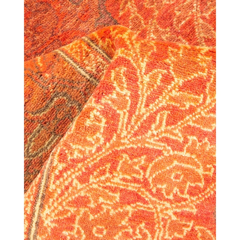 Overton Hand Knotted Wool Vintage Inspired Traditional Mogul Orange Area Rug - 2' 10" x 4' 0"