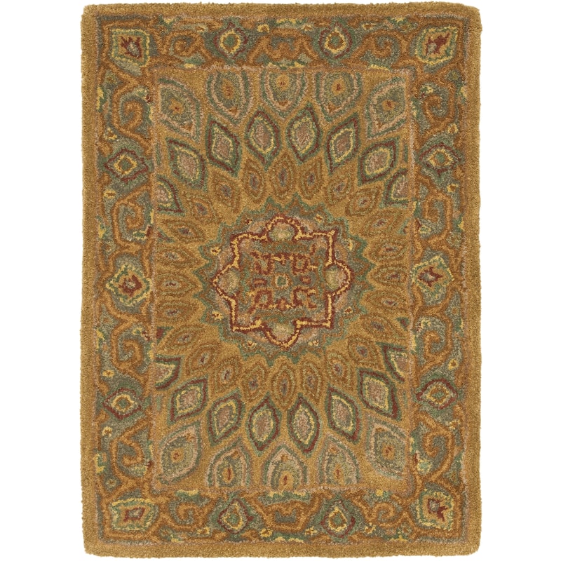 SAFAVIEH Handmade Heritage Wayfarer Traditional Oriental Wool Rug - 2' x 3' - Light Brown/Grey
