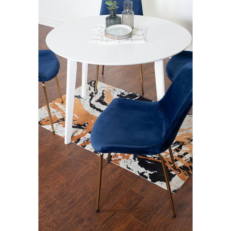 Roundhill Furniture Aufurr Contemporary 5-Piece Dining Set, White Round Table and 4 Chairs