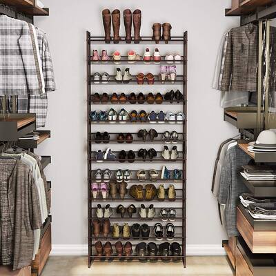 SONGMICS 12-Tier Shoe Rack, Set of 2 Stackable 6-Tier Shoe Organizers,Large Capacity, Metal Mesh Shoe Shelf Storage