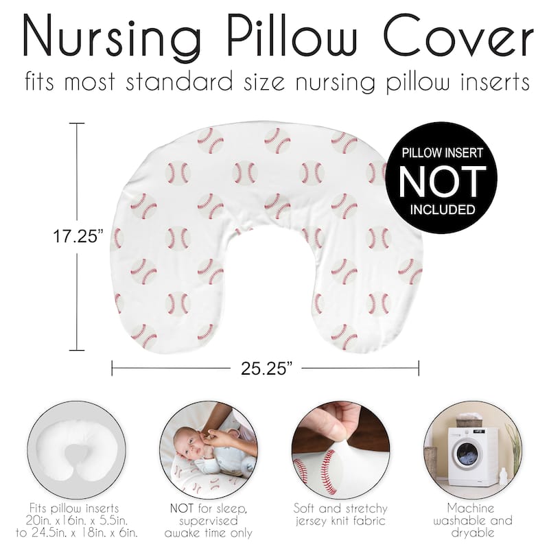 Sweet Jojo Designs Baseball Sports Nursing Breastfeeding Pillow Cover Case (Pillow Not Included) Red and White Americana