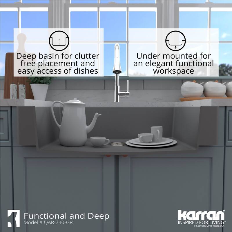 Karran Retrofit Farmhouse Quartz Single Bowl Kitchen Sink Kit