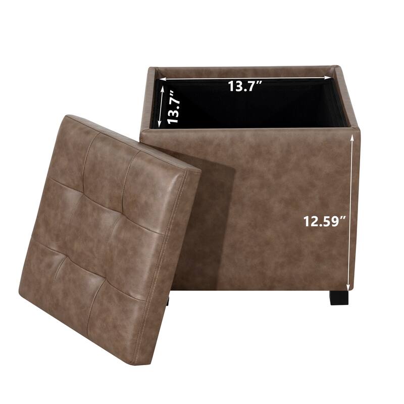 Adeco Storage Ottoman With Tray